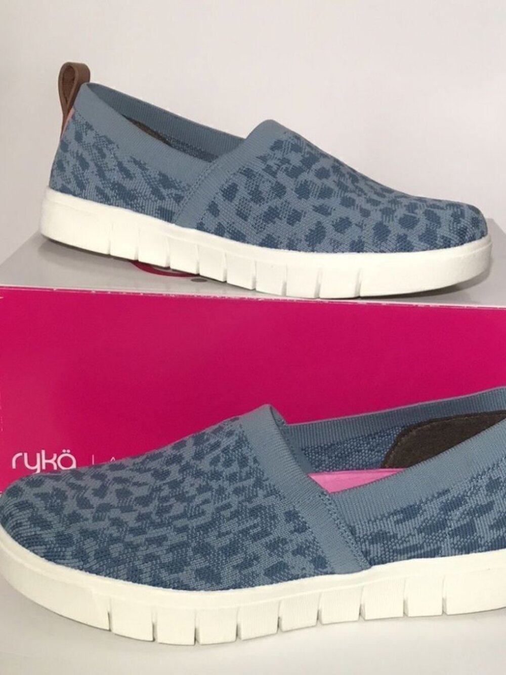 Ryka Hera Exotic 2 Animal-Print Stretch Knit Slip-Ons Size: 8W